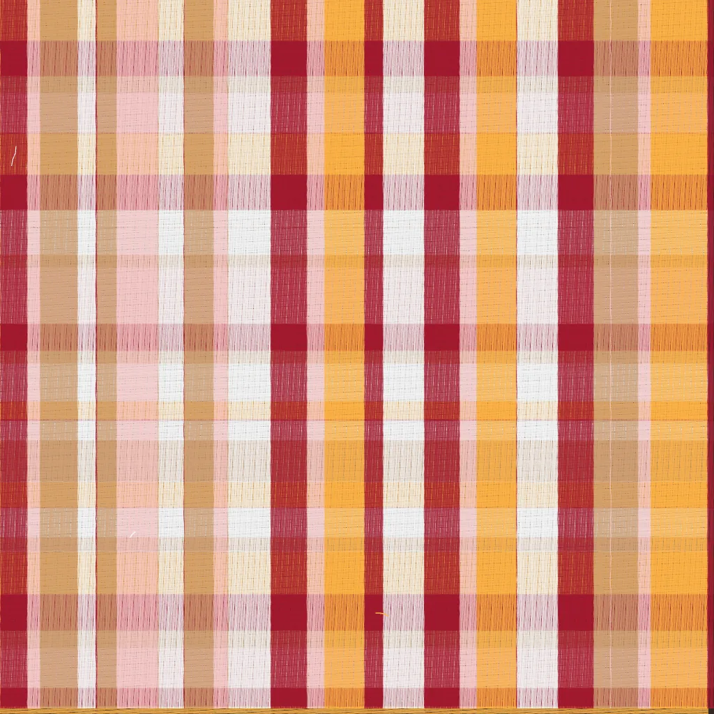Generative Madras Checks textile study in warm madder tones